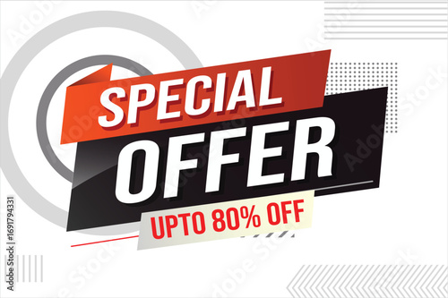 Special offer word concept vector illustration red modern futuristic 3d style for landing page template ui web mobile app poster banner flyer background gift card coupon label wallpaper 