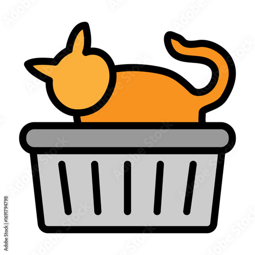 Cat Litter Box Vector Filled Icon Design