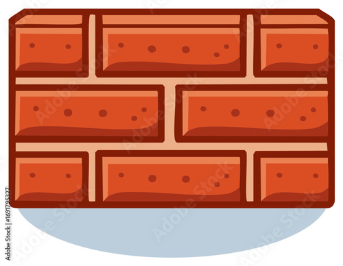 Illustration of a Red Brick Wall Construction Pattern with Mortar Lines