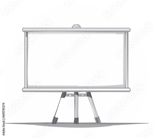 Empty presentation easel with blank white screen for notes and graphics