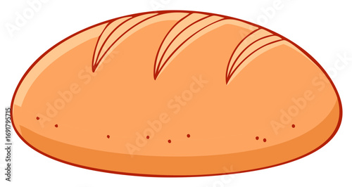 Loaf of Freshly Baked Bread Illustration Isolated, Bakery Concept