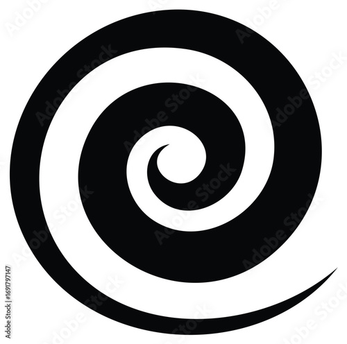 Black and white circular hypnotic spiral swirl graphic design element