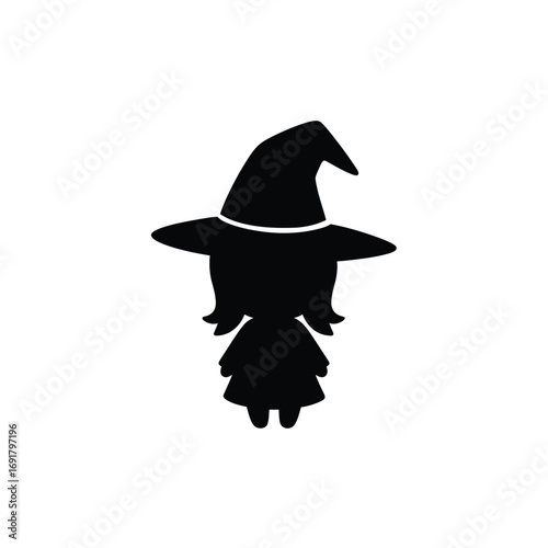 Silhouette witch girl wearing pointed hat costume