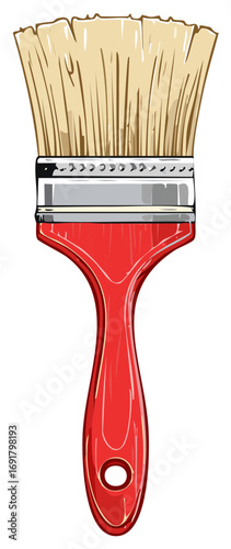 Red Handled Paint Brush with Natural Bristles Tool