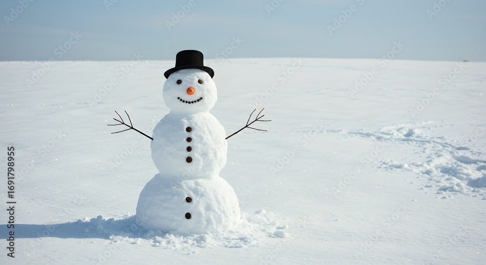 Obraz premium Smiling snowman winter landscape