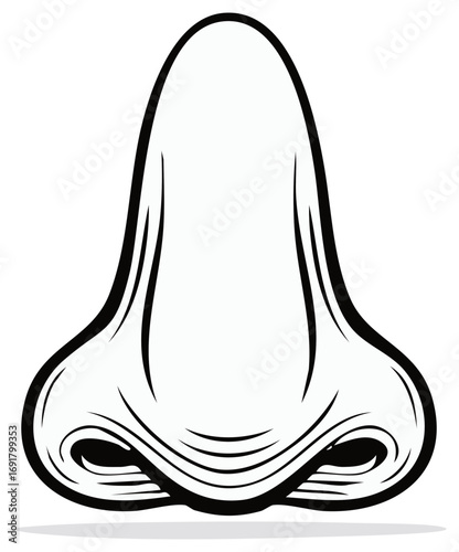 Stylized Black and White Illustration of a Human Nose with Bold Outline