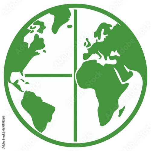 Eco-Friendly Globe with Green Earth Outline and Crosshair Design for Sustainability Concepts