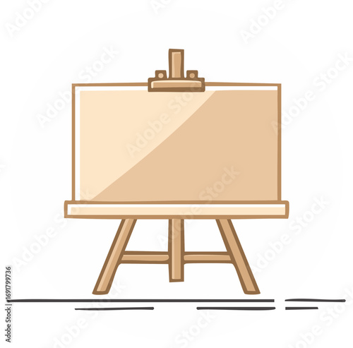 Illustration of Wooden Artist Easel with Blank Canvas for Painting and Drawing Creative Art