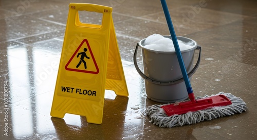 Wet floor sign cleaning supplies