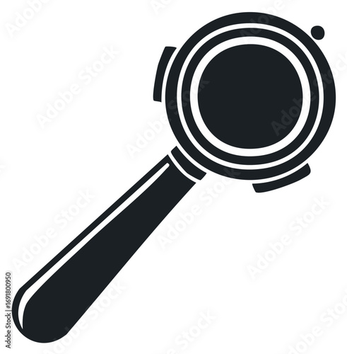 Espresso machine portafilter illustration, coffee making tool, icon design, beverage preparation