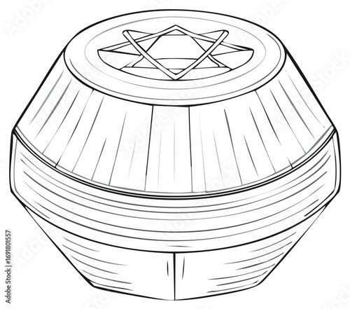 Abstract illustration of a decorative box with a star symbol on the lid