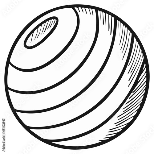 Hand Drawn Gym Ball Design Fitness Equipment Workout Vector Illustration