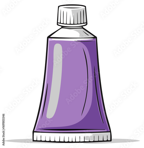 Purple ointment tube with white screw cap and silver stripe on white backdrop