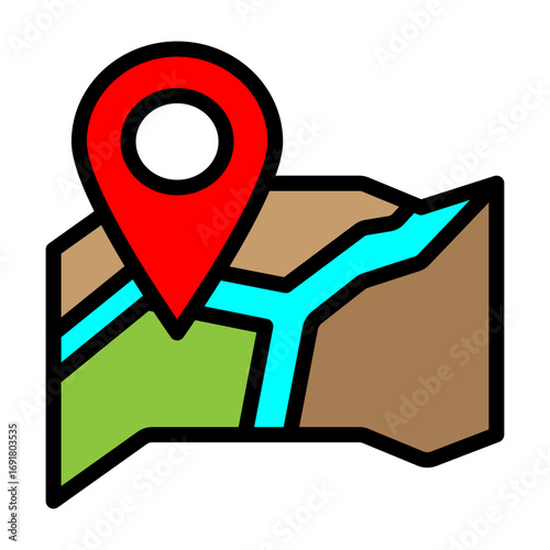 Location Map Vector Filled Icon Design