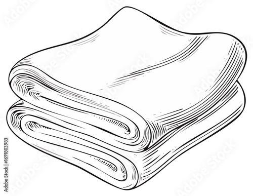 Folded Towels Stacked Hand Drawn Illustration Style For Linen Business, Design Elements