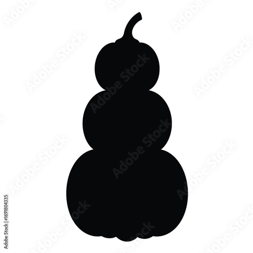 Black silhouette stacked gourds with stem vector