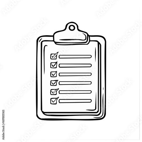 Checklist on clipboard hand drawn vector illustration task management progress