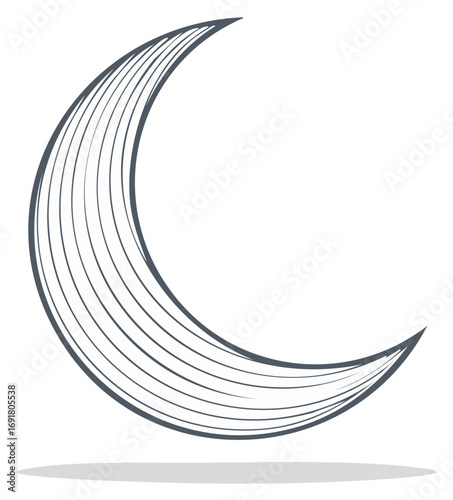 Delicate Crescent Moon Line Art Illustration Celestial Body Astrology Symbol Design