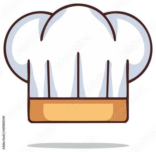 White Chef Hat Illustration Icon Symbolizing Culinary Arts and Professional Cooking