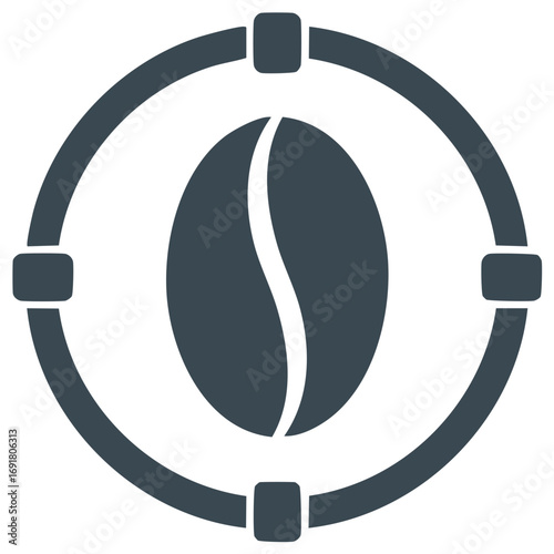 Coffee Bean in Circle Frame Single Grain Icon Glyph Shape Symbol Idea