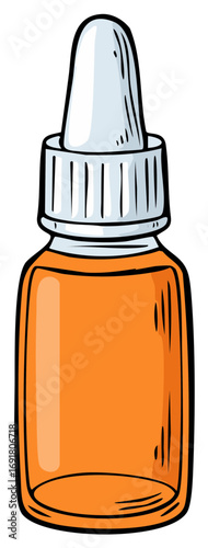 Illustrated Orange Dropper Bottle for Essential Oils or Liquid Health Products