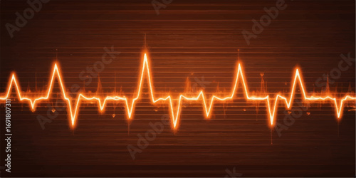 Medical illustration of a pulsating cardiogram on a heart rate monitor