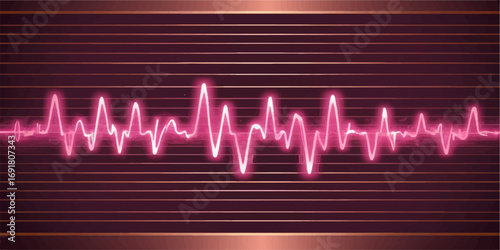 Red medical sound waves illustrating a healthy heartbeat on an EKG graph