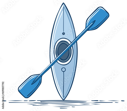 Stylized Illustration of a Kayak with Paddle on Water