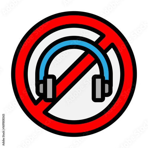 No Headphone Vector Filled Icon Design