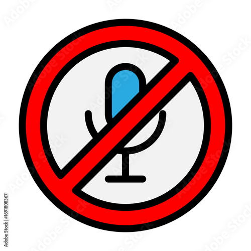 No Microphone Vector Filled Icon Design