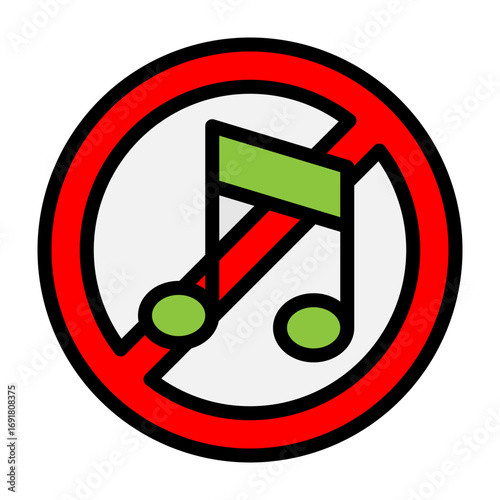 No Music Vector Filled Icon Design