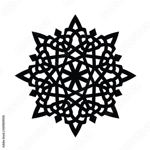 Black geometric mandala pattern intricate