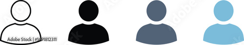 Four user icons in different styles and colors on a white background Keywords: user icon, person icon, avatar icon, silhouette