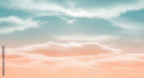Dreamy watercolor background with soft pastel clouds creating a serene and ethereal gradient sky perfect for artistic design projects