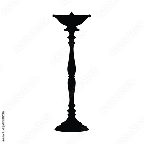 Tall standing lamp diya silhouette vector