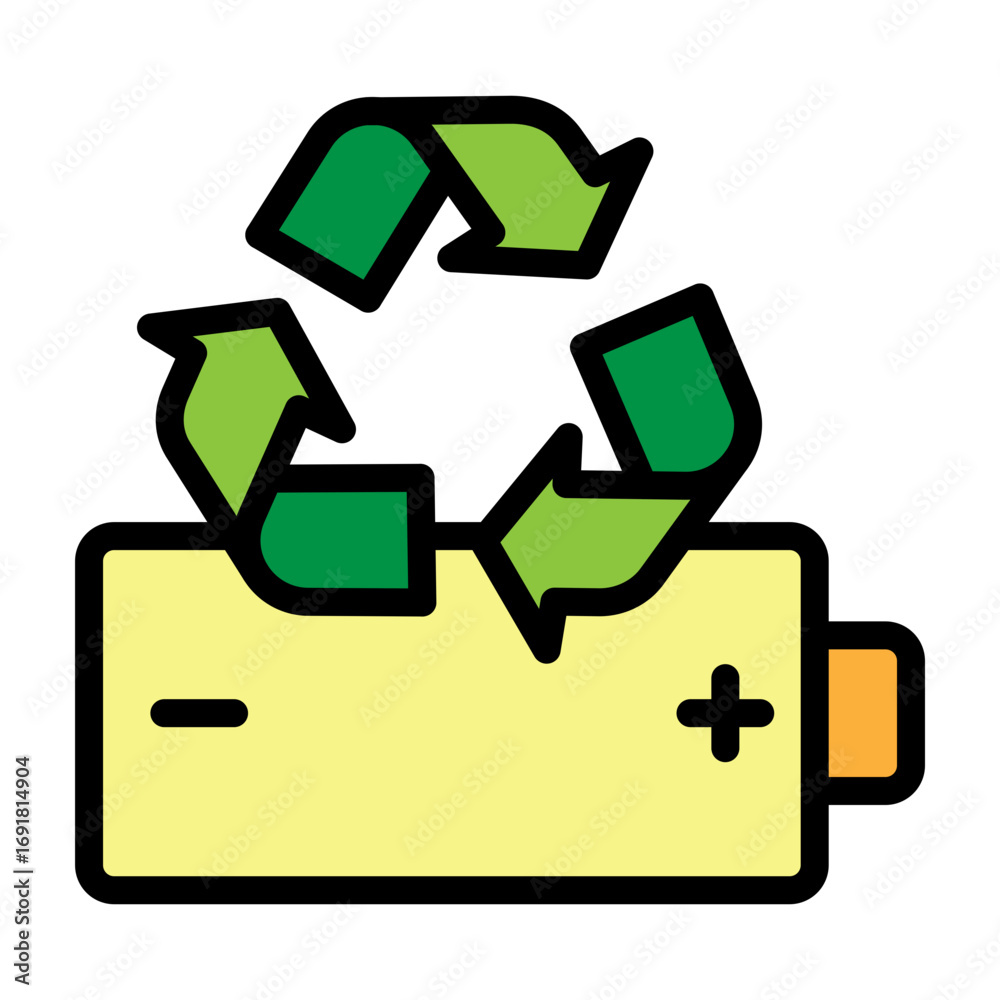 Fototapeta premium Battery Recycling Vector Filled Icon Design
