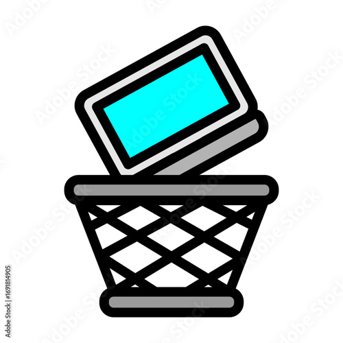 Laptop Disposal Vector Filled Icon Design