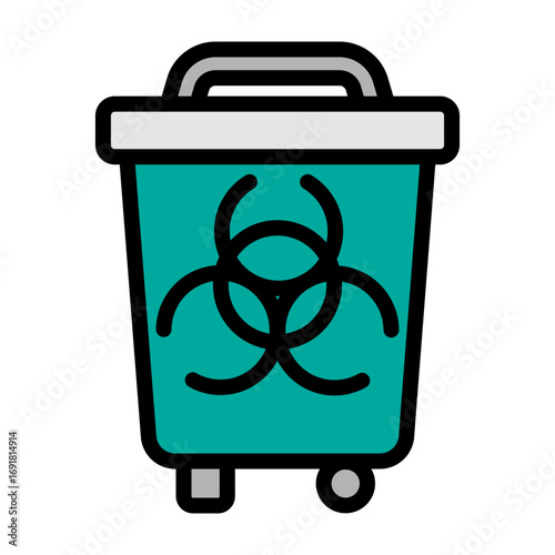 Biohazard Waste Bin Vector Filled Icon Design