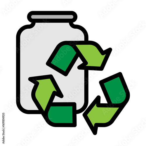 Glass Jar Recycling Vector Filled Icon Design