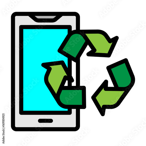 Mobile Phone Recycling Vector Filled Icon Design