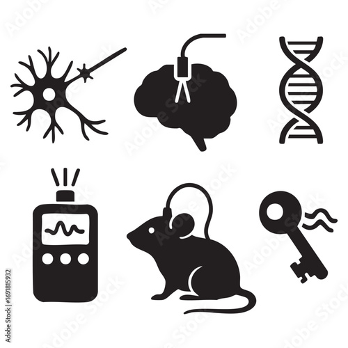 Optogenetic Neuromodulation Technology Icons