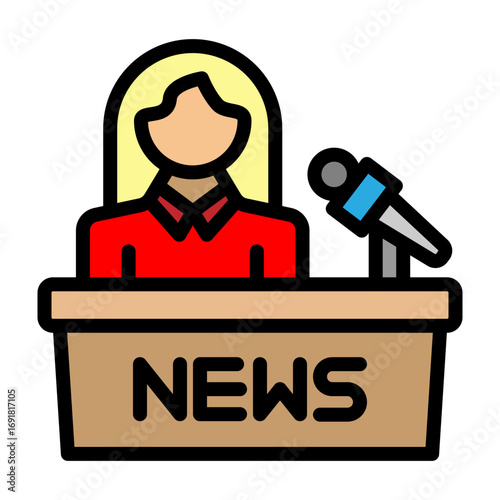 News Anchor Vector Filled Icon Design