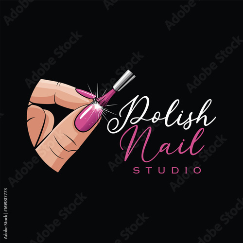Nail Polish Logo Design Template for Nail Saloon Business.