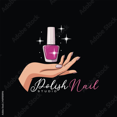 Nail Polish Logo Design Template for Nail Saloon Business.
