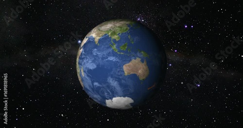 Realistic Earth Rotation And Country Zoom New Zealand.