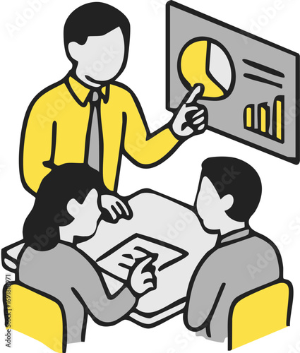 isometric vector illustration of business person doing job