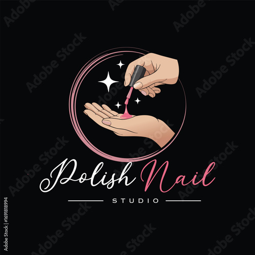 Nail Polish Logo Design Template for Nail Saloon Business.