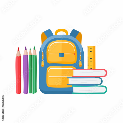 School Supplies Flat Vector Icons