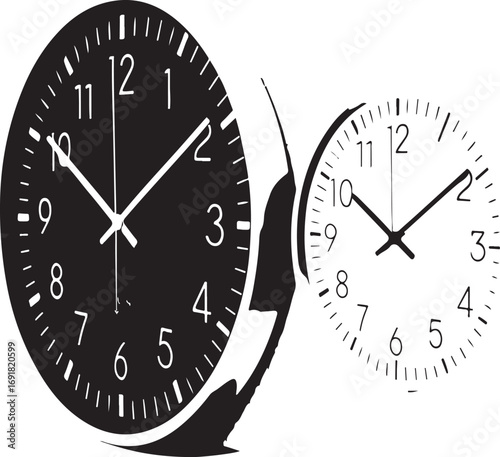 Black and White Clocks Showing Time Passing analog
