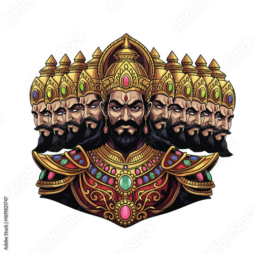 Illustration of Ravana with Ten Heads dussehra